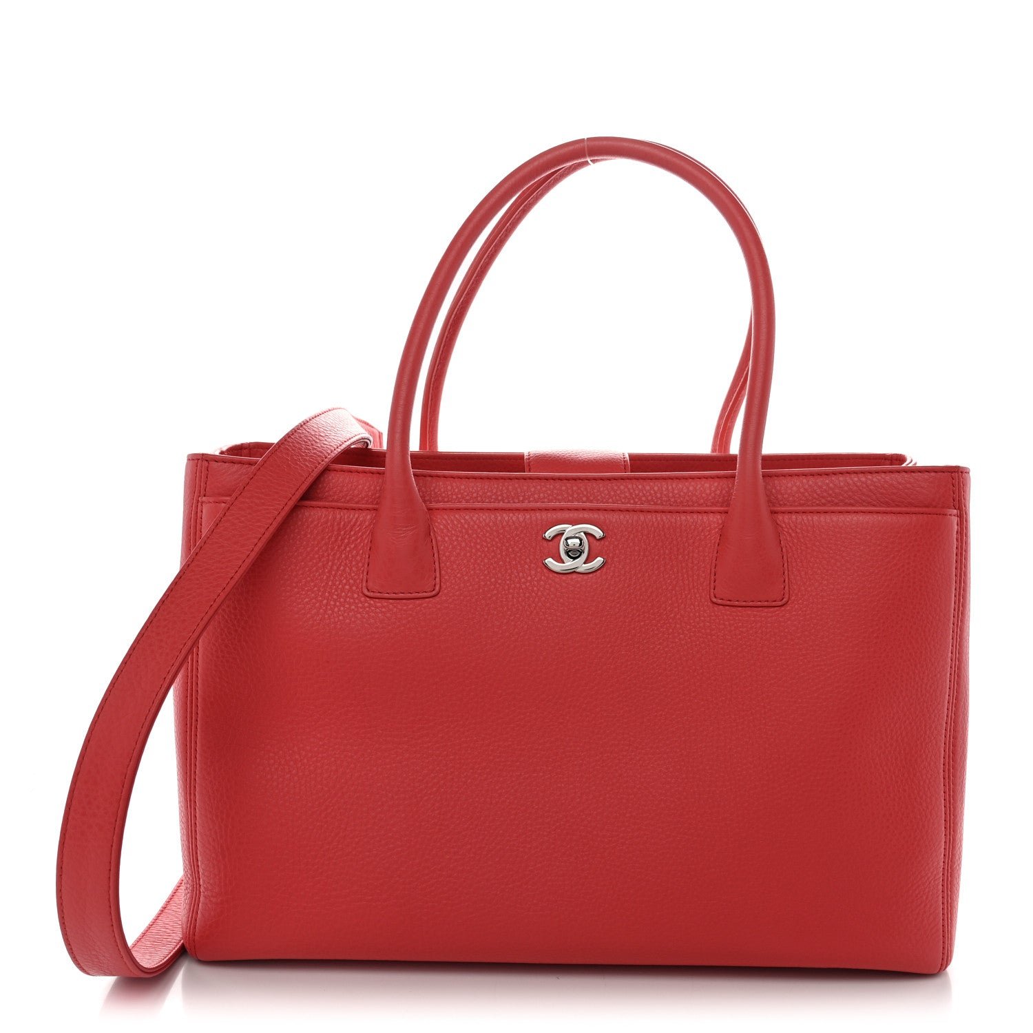 Chanel Calfskin Cerf Executive Shopper Tote Red