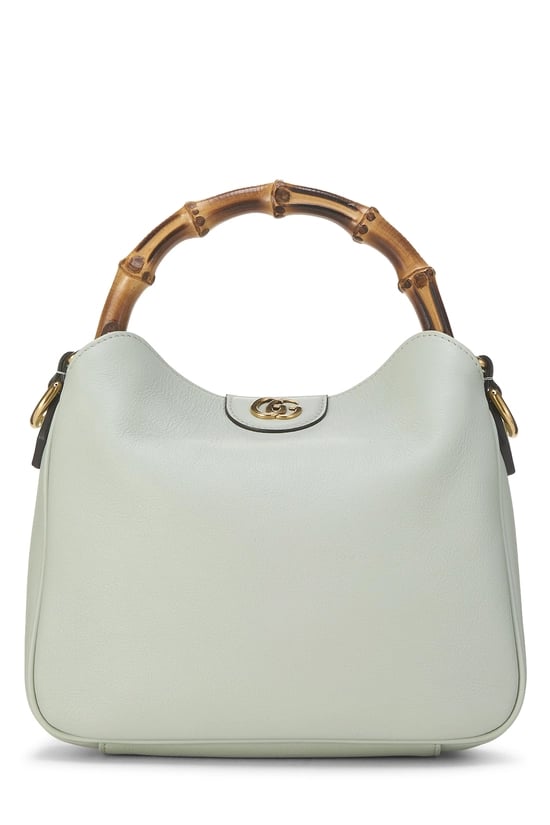 Green Leather Diana Bamboo Shoulder Bag Small