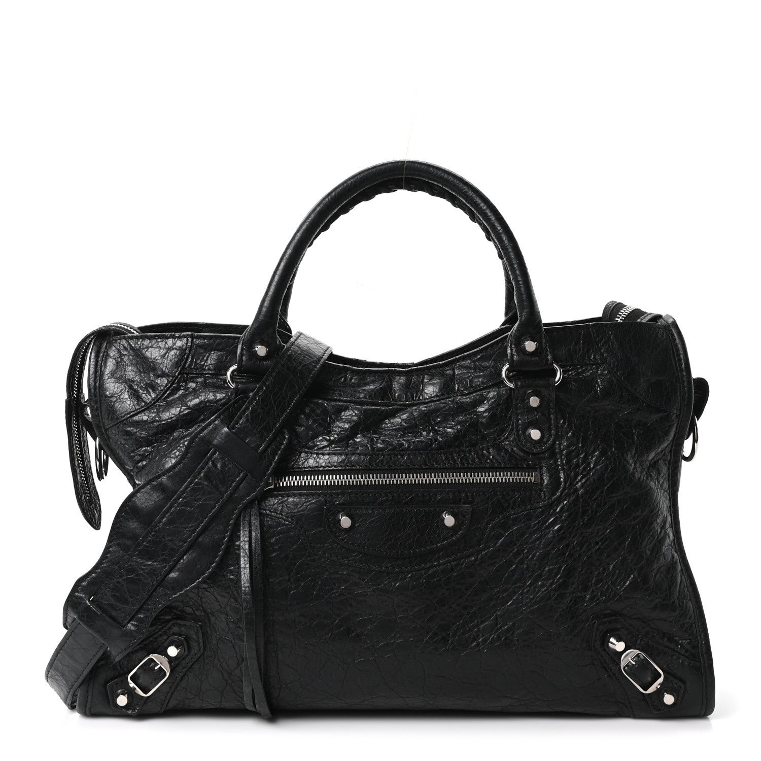 Balenciaga Agneau Classic Silver Hardware City Black