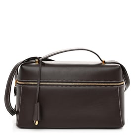 Loro Piana Smooth Calfskin Extra Bag L27 Dark Chocolate Licorice