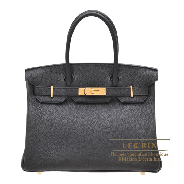 Hermes Birkin bag 30 Black Togo leather Gold hardware