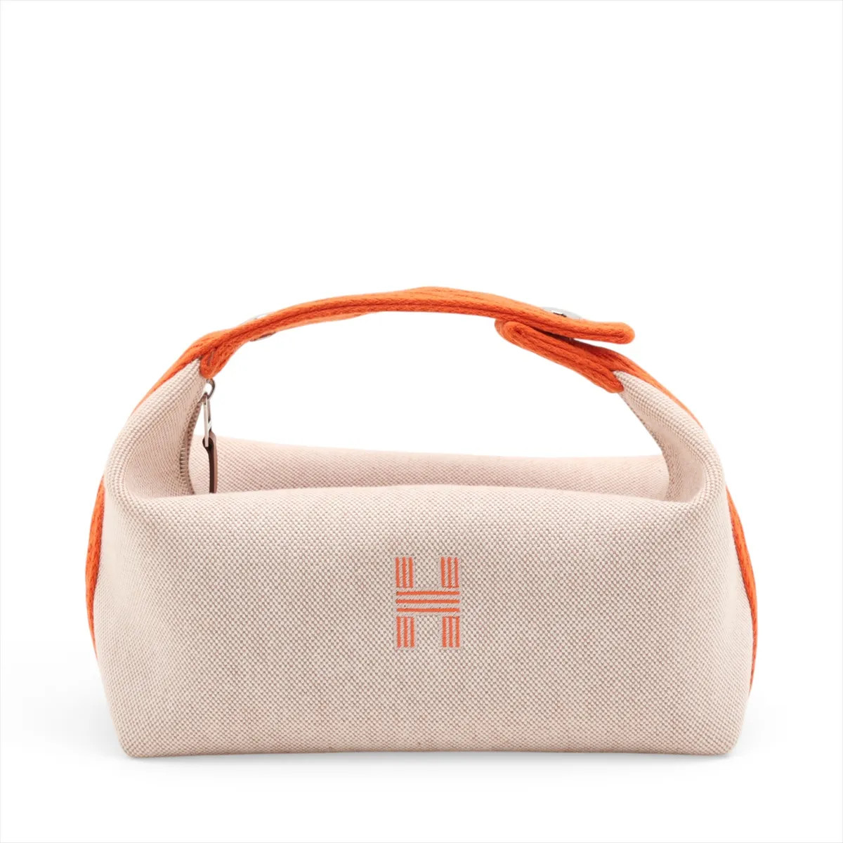 Hermès Brid A Black PM canvas Beige x orange Silver Metal Fittings