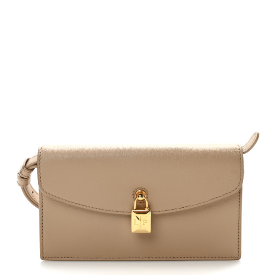 Loro Piana Grained Calfskin Extra Pochette Light Mastic Sun Gold