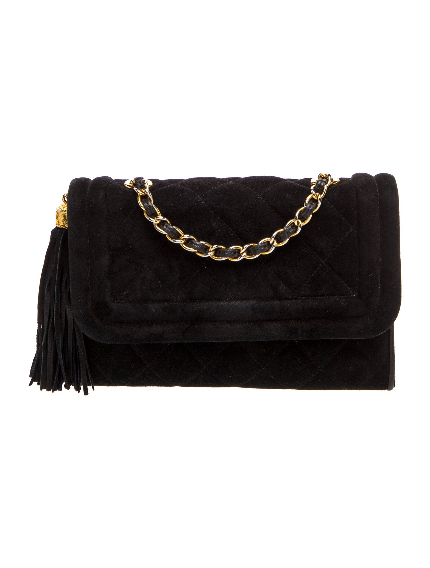 Quilted Suede Tassel Flap Bag