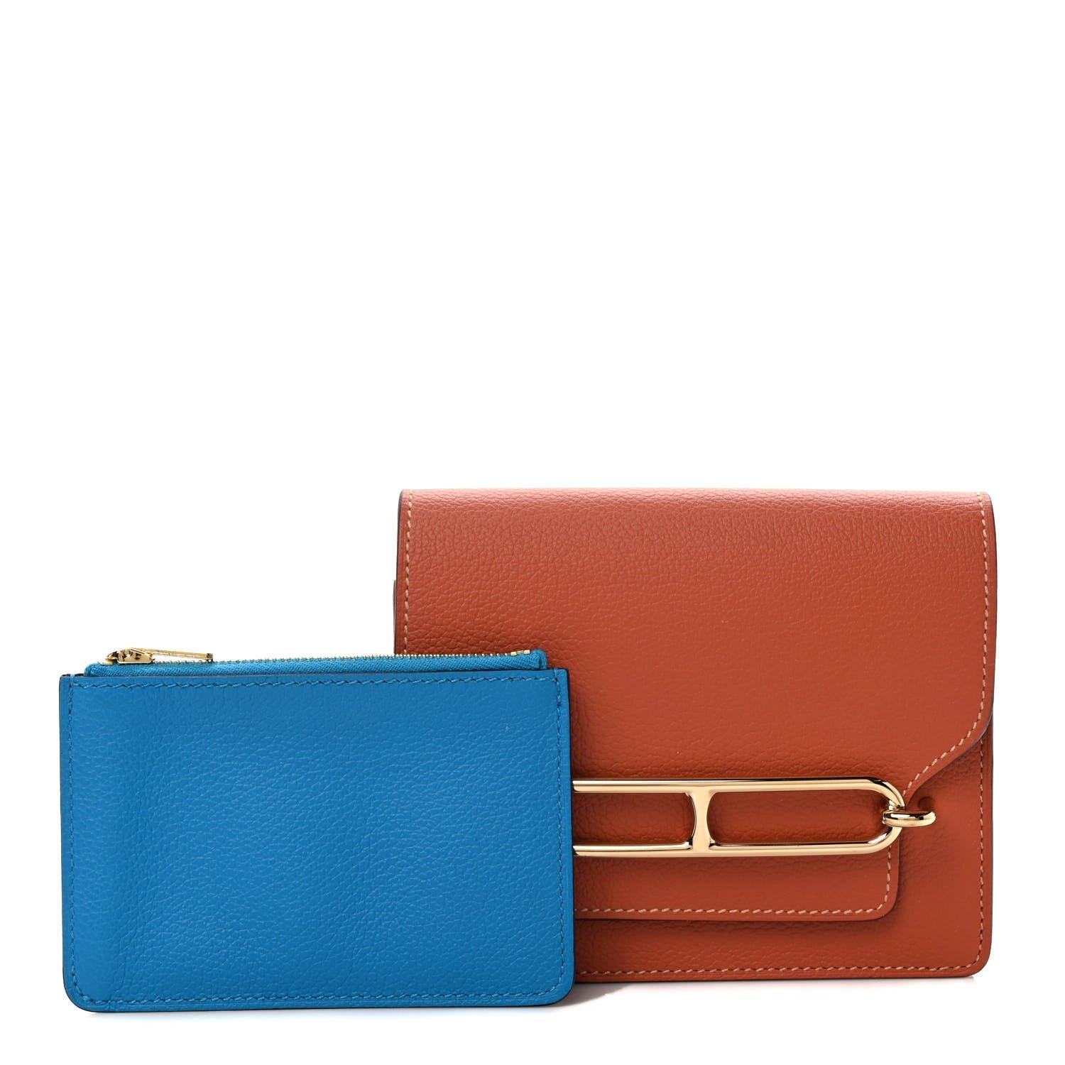 Hermes Evercolor Bi-color Roulis Slim Wallet Blush Bleu Frida