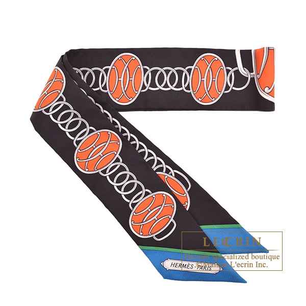 Hermes Twilly Lift Profile Black/Cobalt/Vermillon Silk