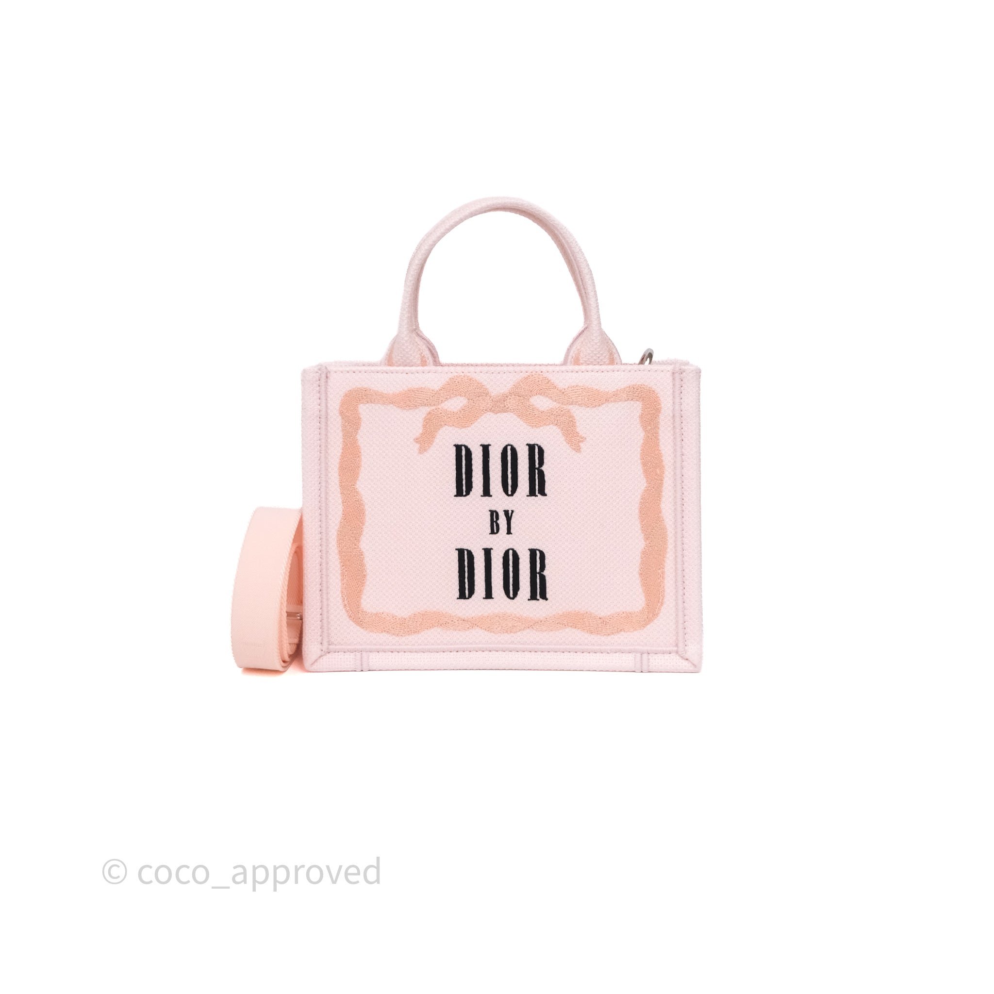Christian Dior Mini Dior Book Tote with Strap Rose Tendre Book Cover Embroidery