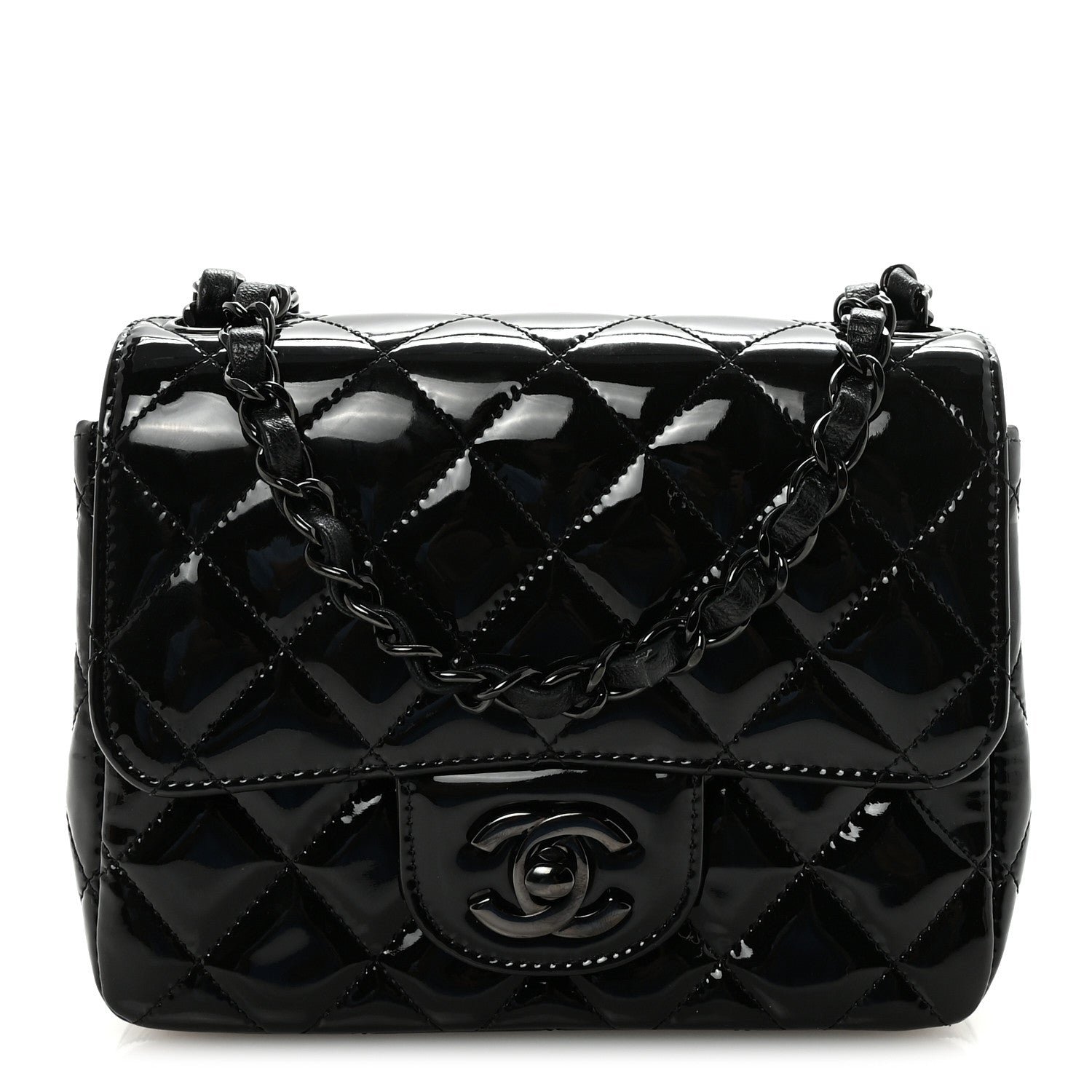 Chanel Patent Calfskin Quilted Mini Square Flap So Black