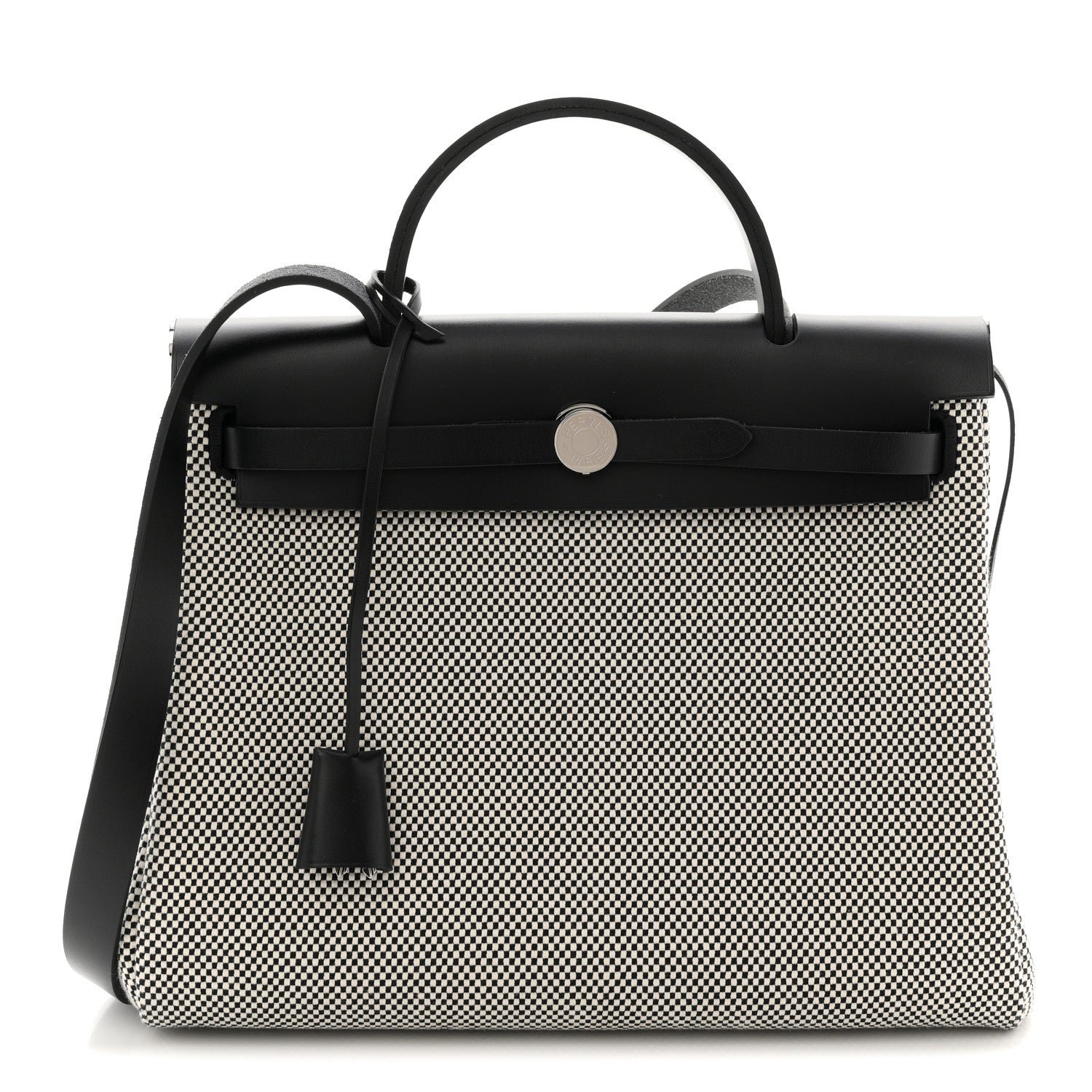Hermes Vache Hunter Criss Viking Herbag Zip Retourne 31 PM Ecru Black
