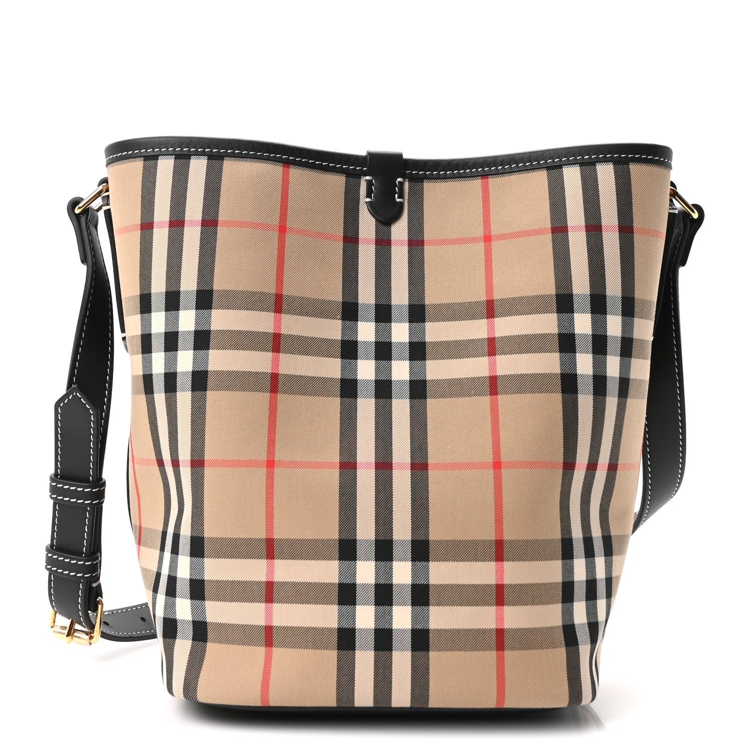 Burberry Vintage Check Calfskin Mini Ashby Bucket Bag Archive Beige