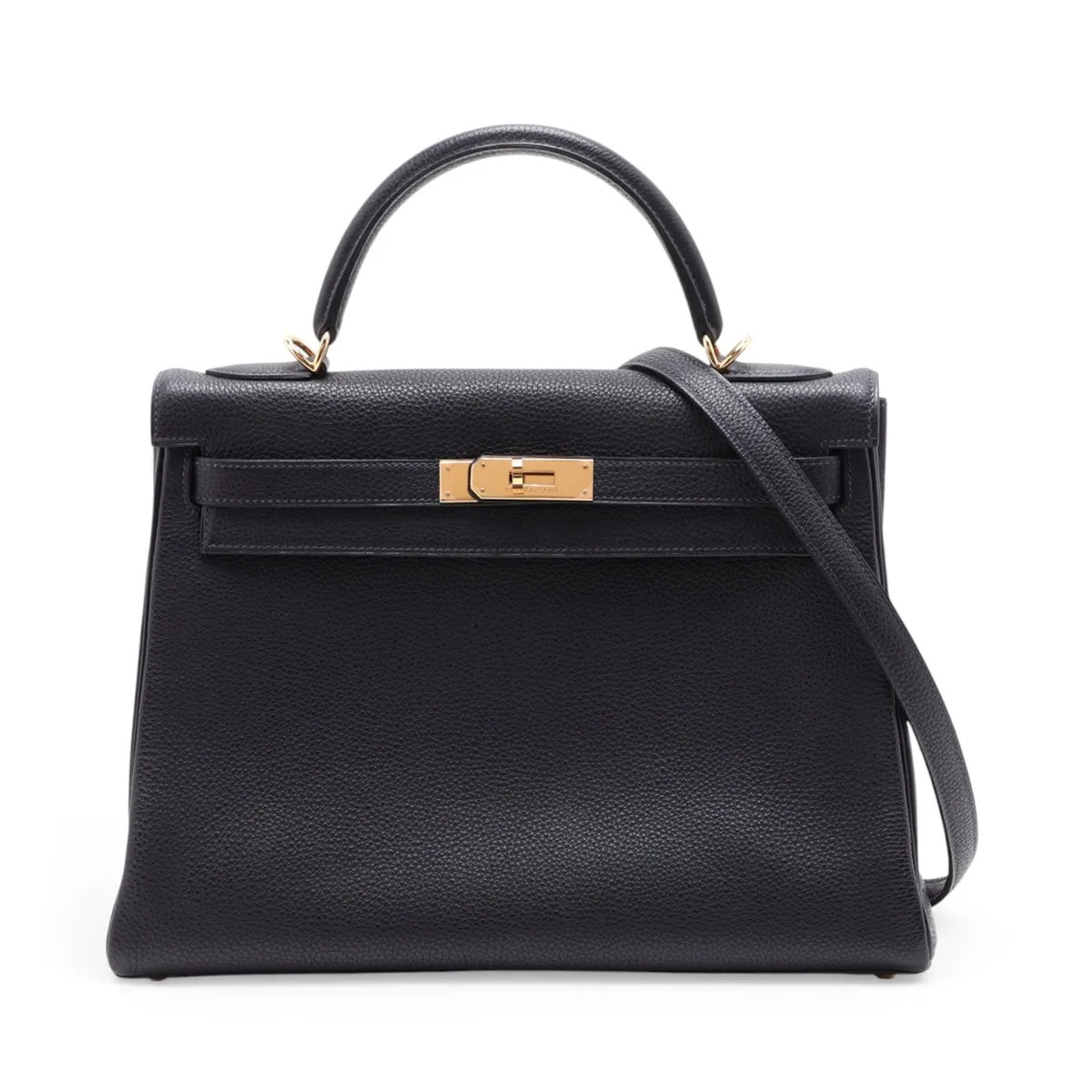 Hermès Kelly 32 Le Tournay Togo Blue Indigo Gold Metal Fittings