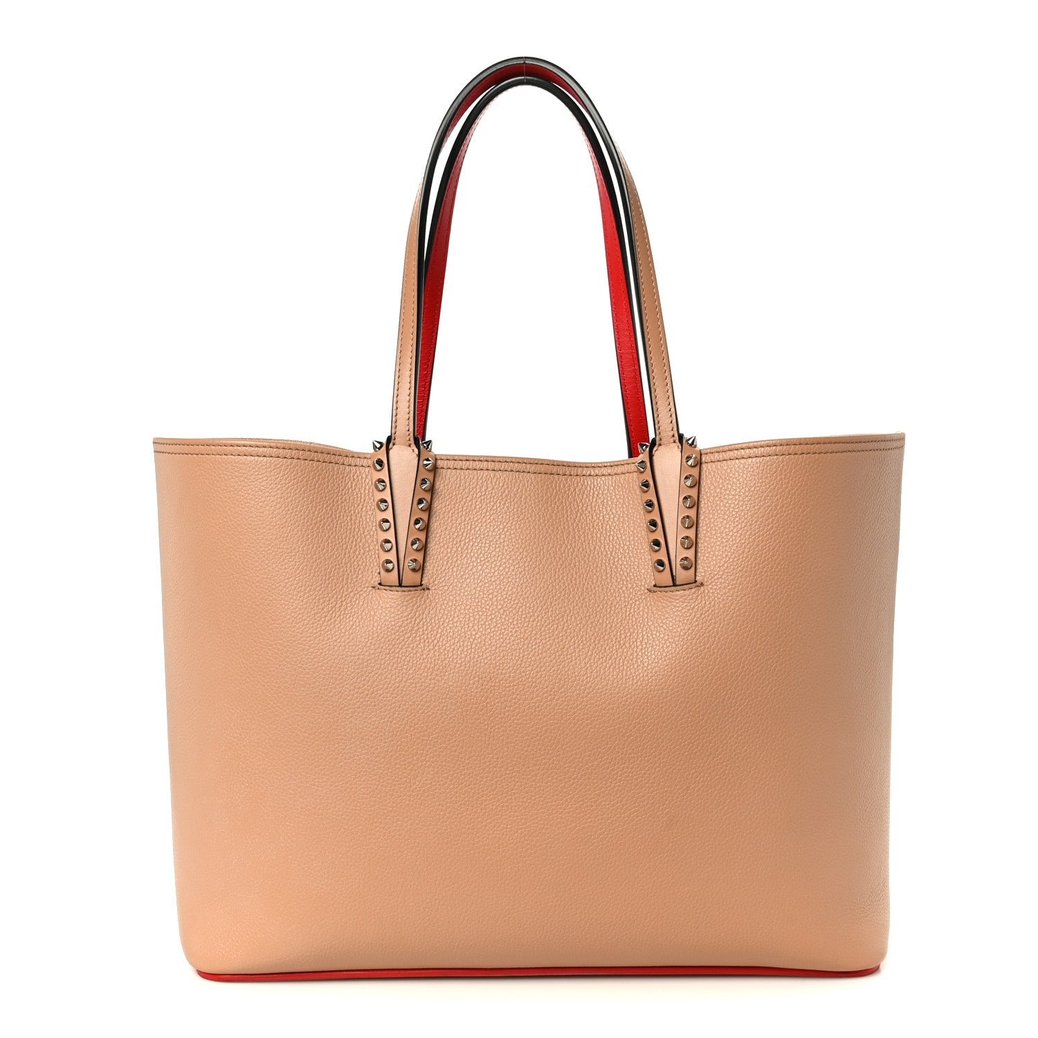 Christian Louboutin Calfskin Spikes East West Cabata Tote Nude