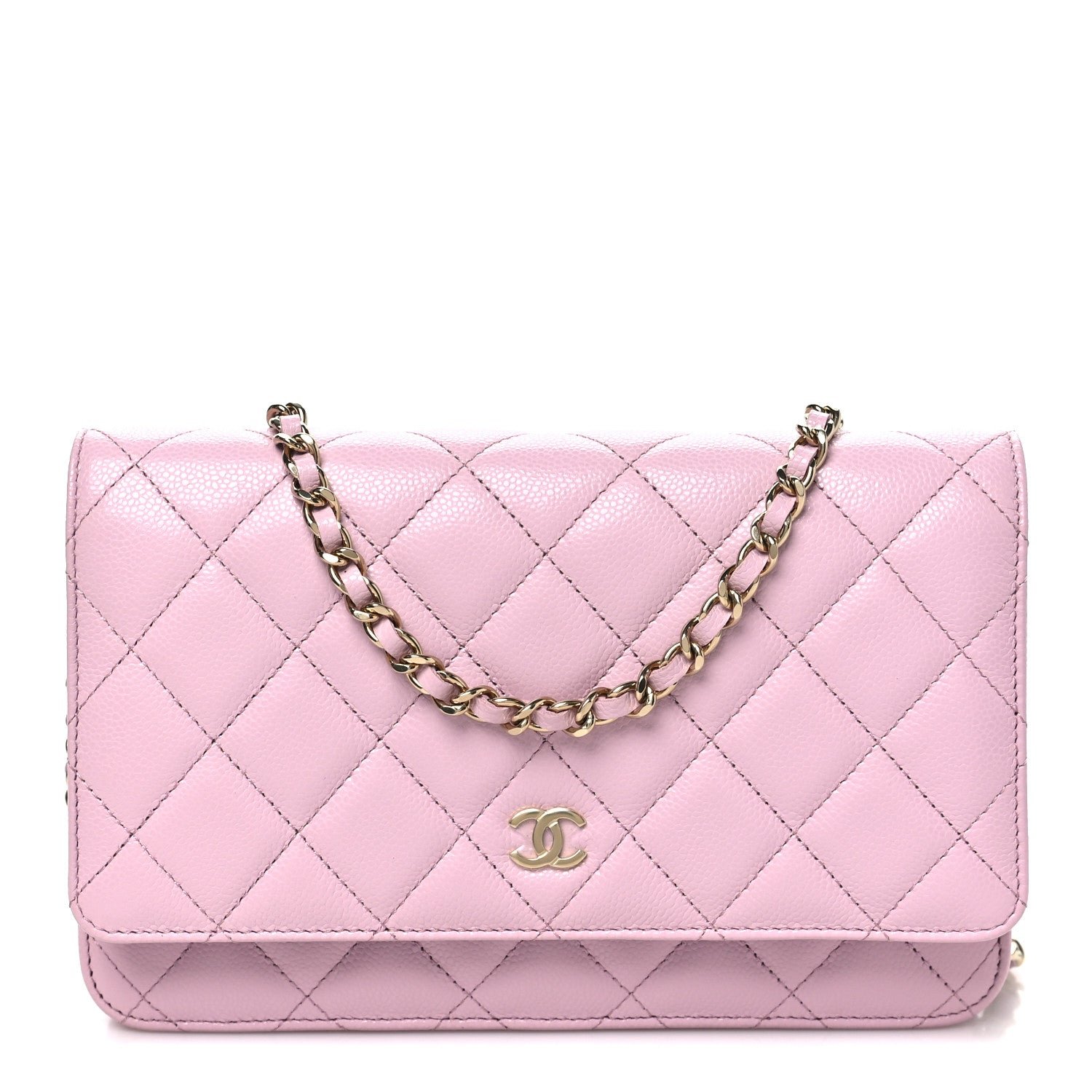 Chanel Caviar Quilted Wallet on Chain WOC Light Pink