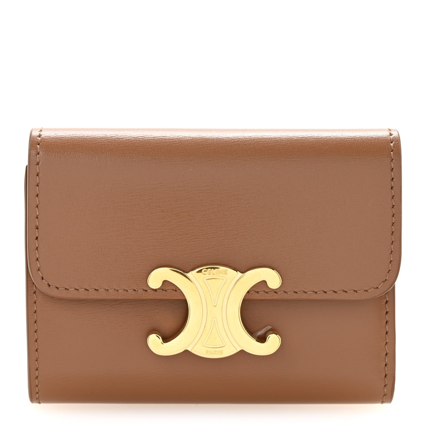 Celine Calfskin Compact Triomphe Wallet With Coin Purse Bronze