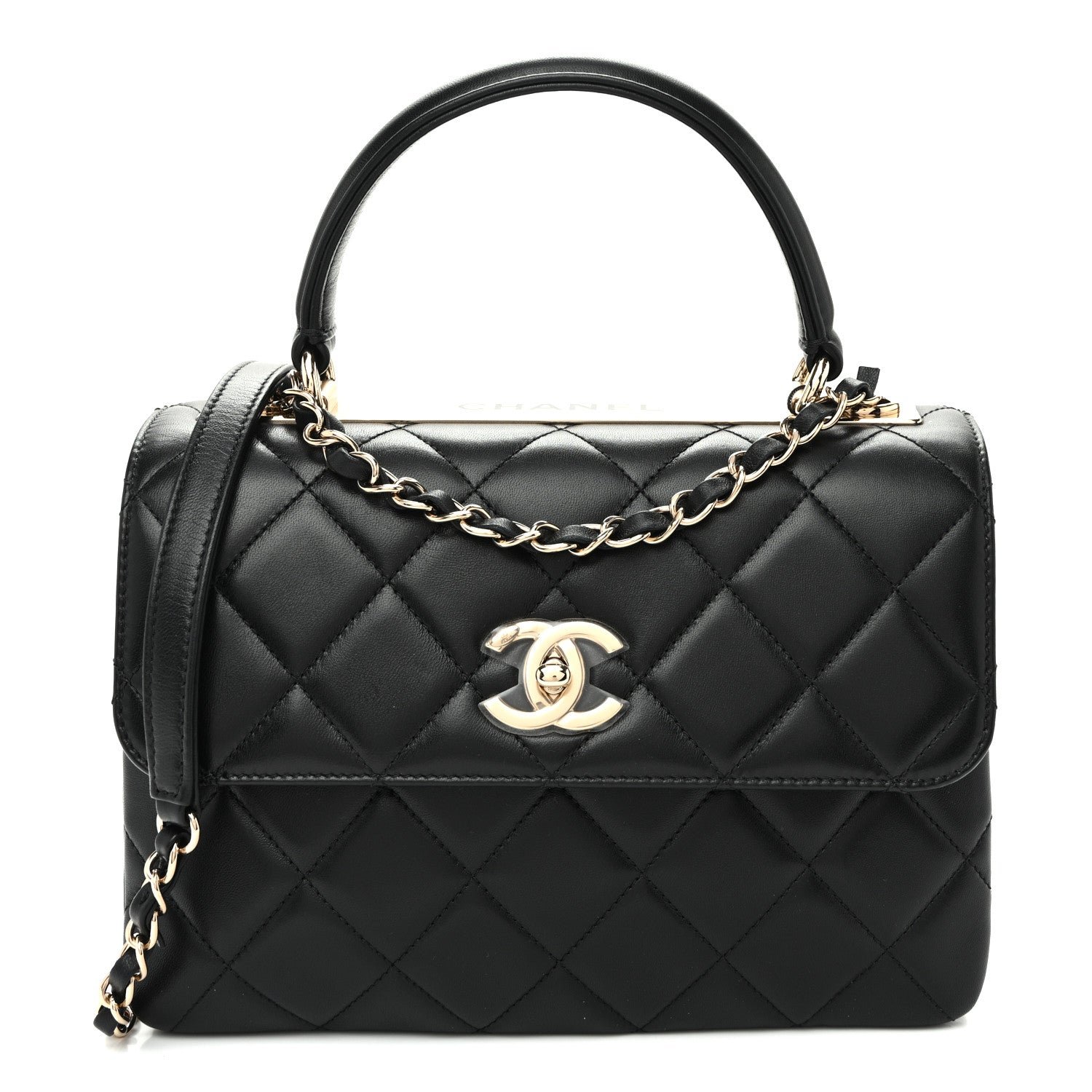 Chanel Lambskin Quilted Small Trendy CC Dual Handle Flap Bag Black