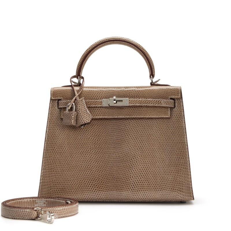 Hermes Gris Ficelle Varanus Niloticus Lizard Kelly 25 Sellier Palladium Hardware, 2008