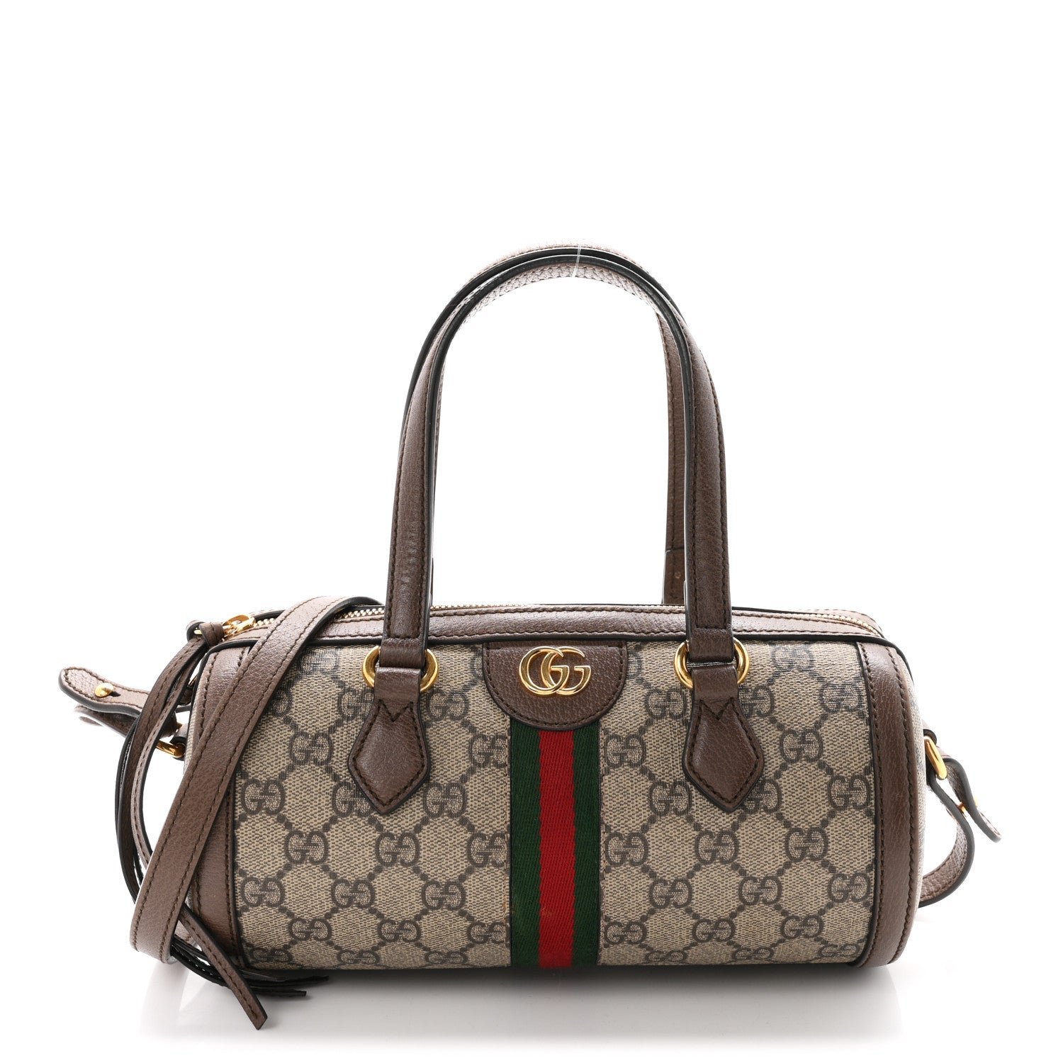 Gucci GG Supreme Monogram Web Small Ophidia Boston Bag Beige New Acero