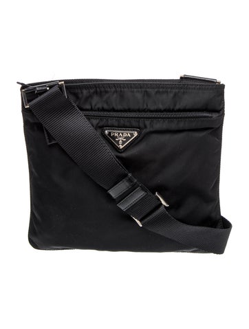 Enameled Metal Triangle Tessuto Flat Crossbody Bag Medium
