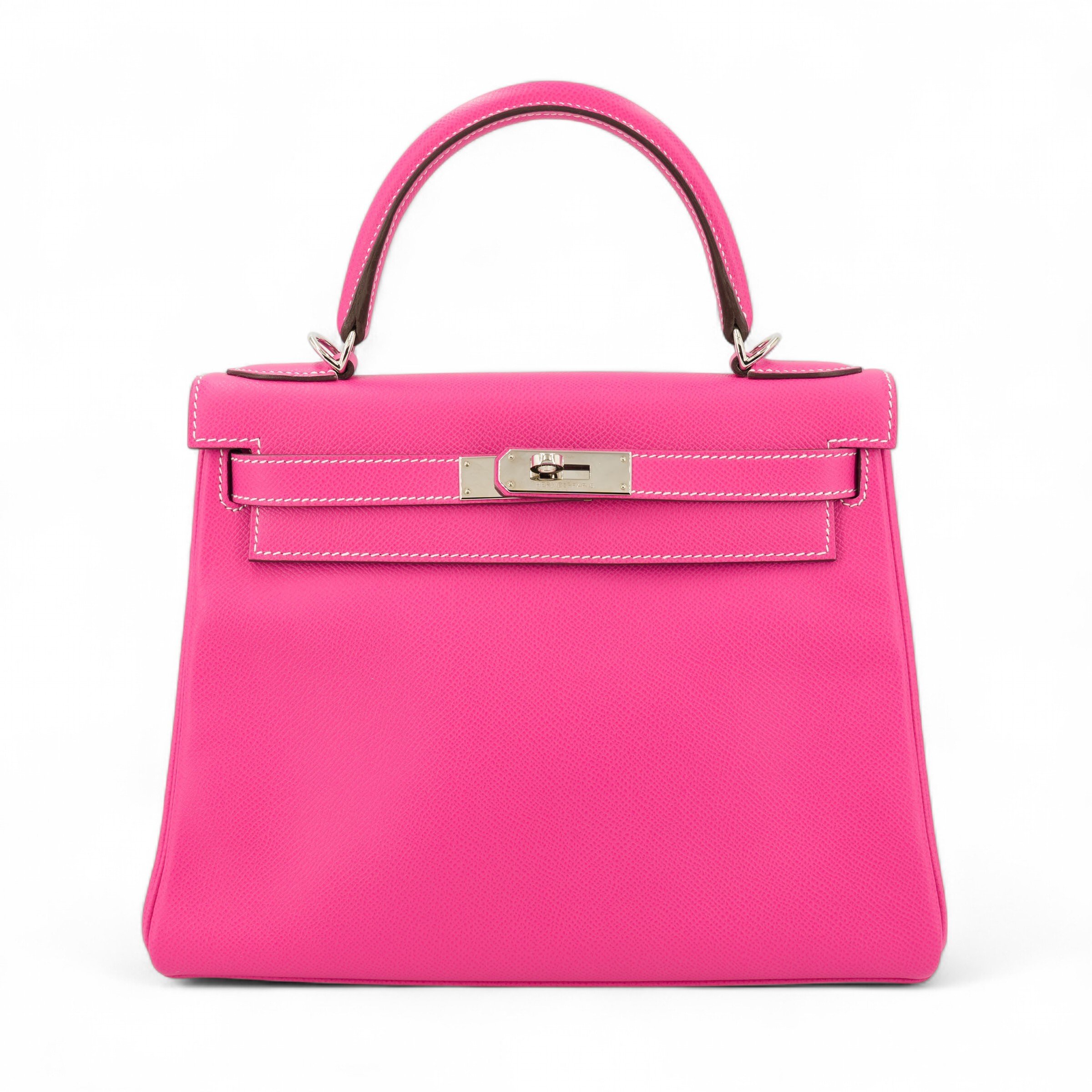 Excellent ( Rank SA ) HERMÈS Kelly 28 Rose Tyrien (E5) Tosca (K5) Epsom Palladium hardware Square O (2011)