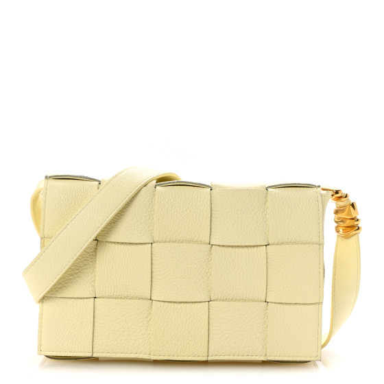 Bottega Veneta Grained Calfskin Maxi Intrecciato Cassette Crossbody Bag Ice Cream