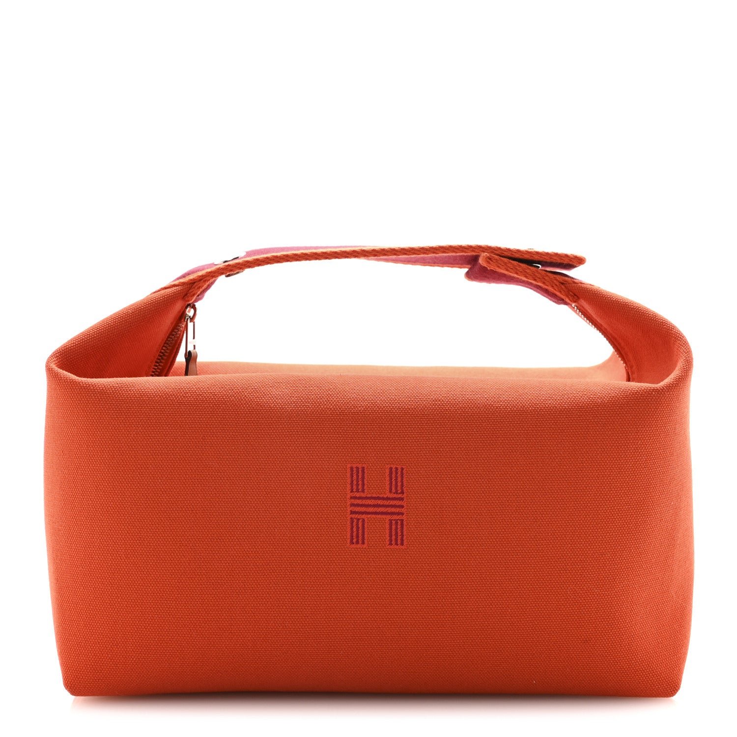 Hermes Hermes Canvas Large Bride-A-Brac Pouch Orange Feu Burgundy