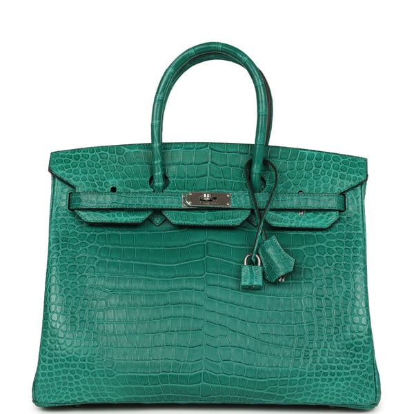 Hermes Hermes Birkin 35 Malachite Matte Porosus Crocodile Palladium Hardware