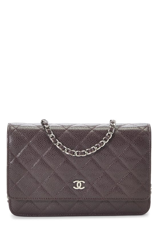 Burgundy Caviar Classic Quilted Wallet On Chain (WOC)