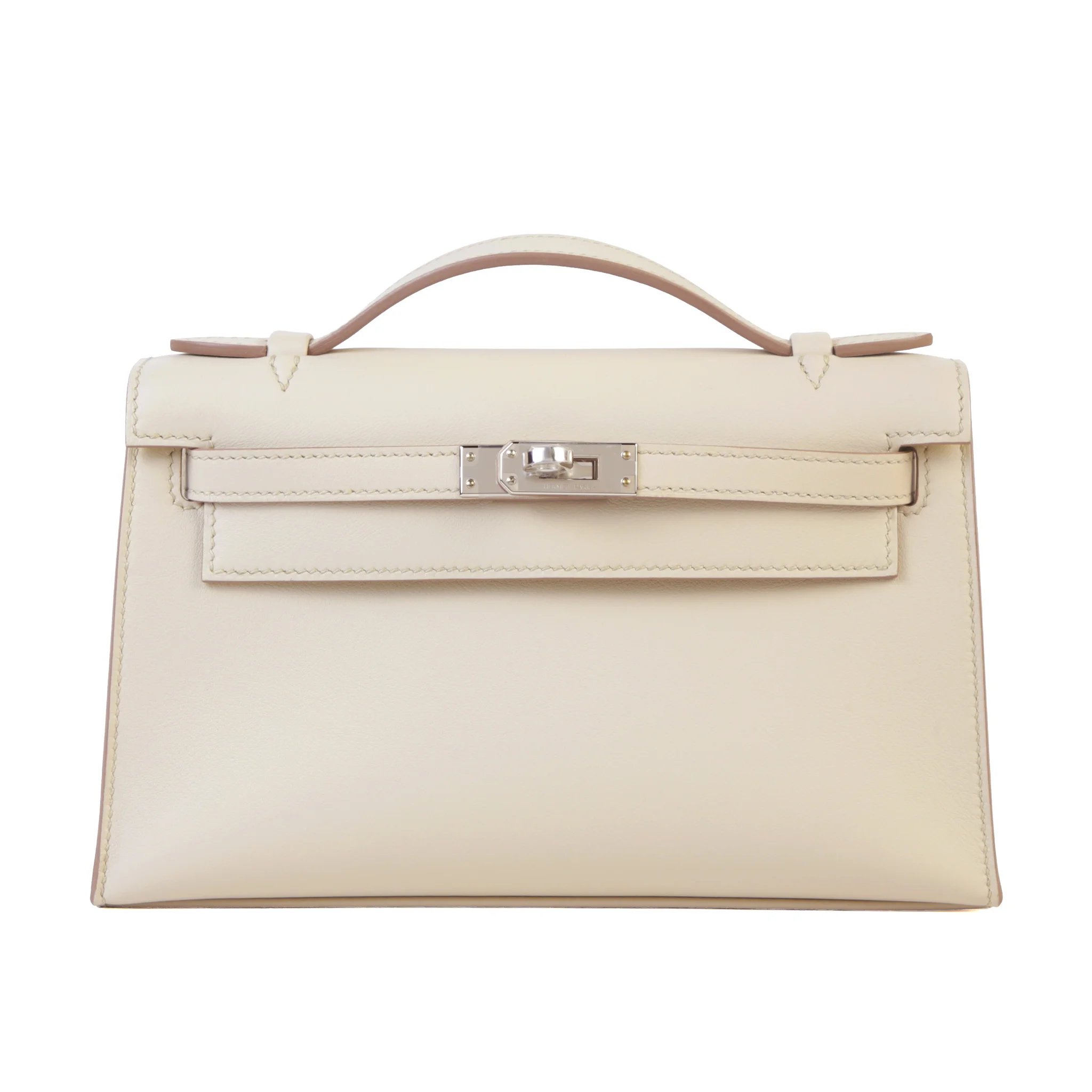 Brand New ( Rank N ) HERMÈS Special Order Kelly Pochette HSS Beton (8L) Lime (9R) Swift Palladium hardware K (2025)