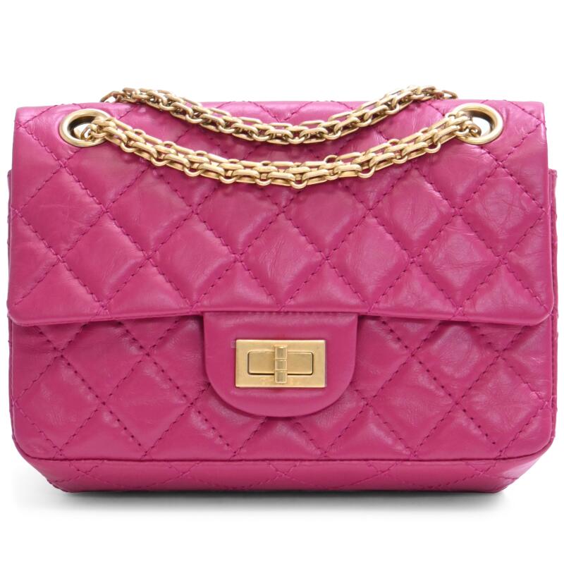 Chanel Fuchsia Quilted Calfskin 2.55 Reissue Mini Flap Bag Aged Gold Hardware