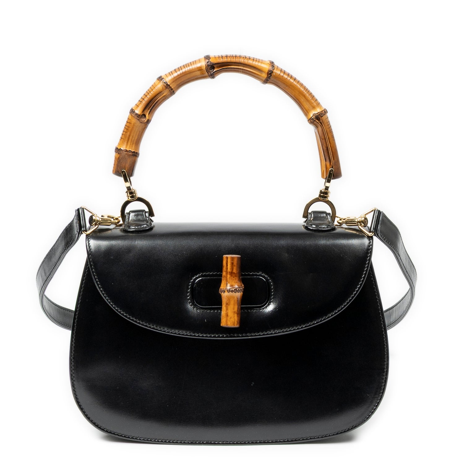 Leather Bamboo Top Handle Flap