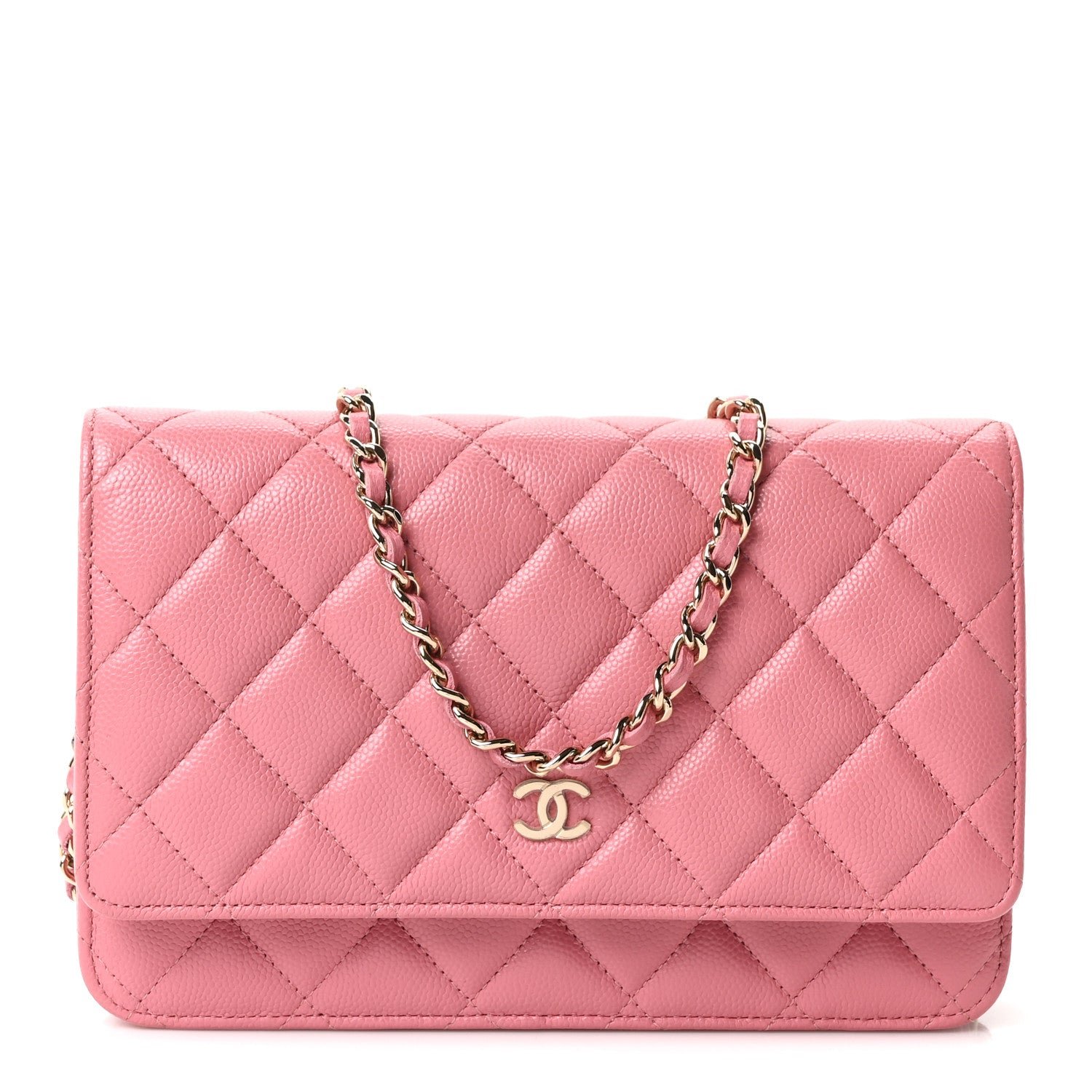 Chanel Caviar Quilted Wallet on Chain WOC Light Pink