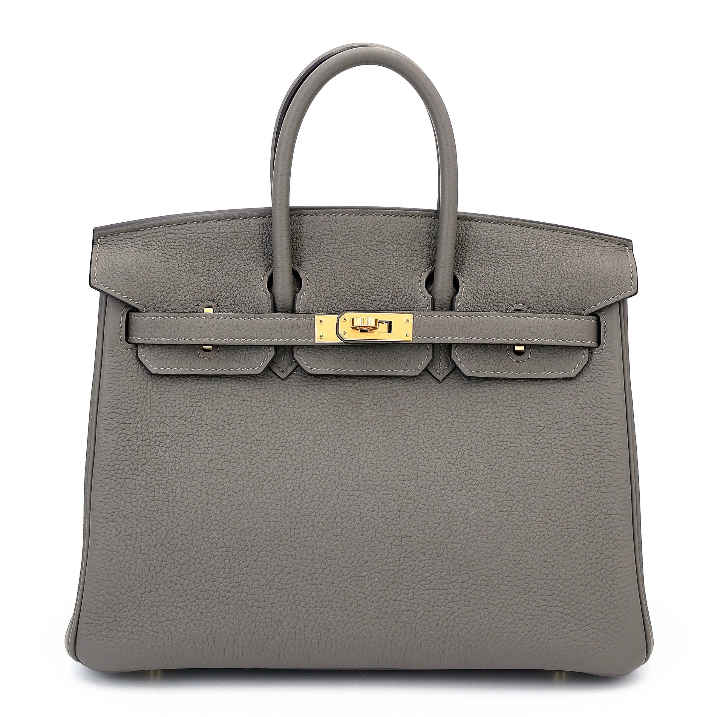 Excellent ( Rank SA ) HERMÈS Birkin 25 Gris Meyer (0L) Togo Gold hardware B (2023)