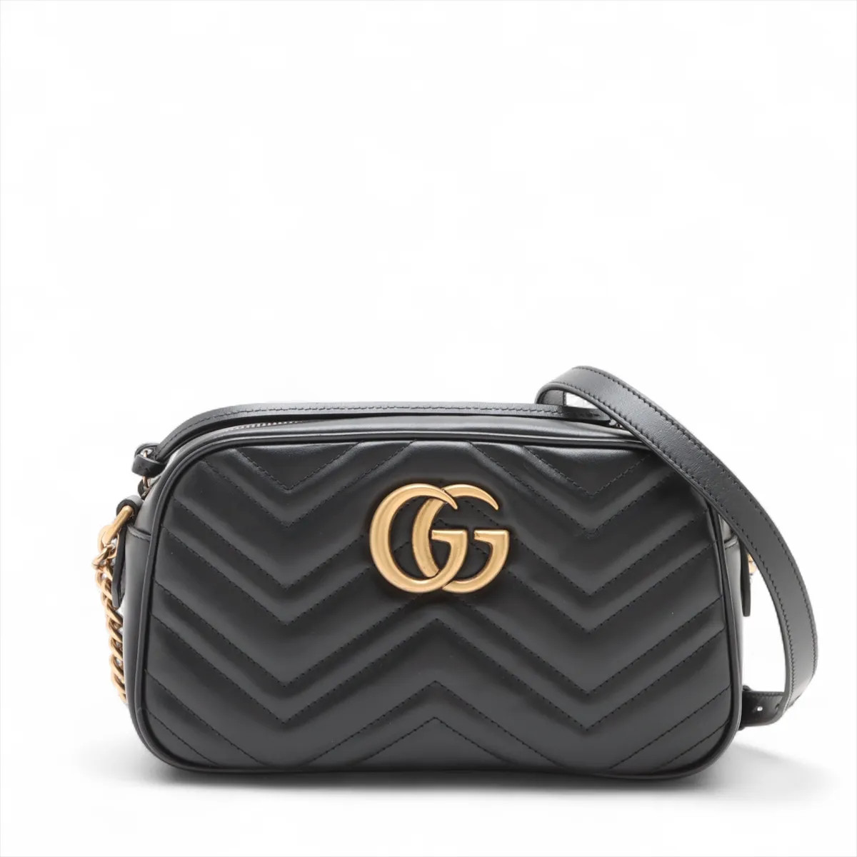 Gucci GG Marmont Leather Chain Shoulder Bag Black 447632
