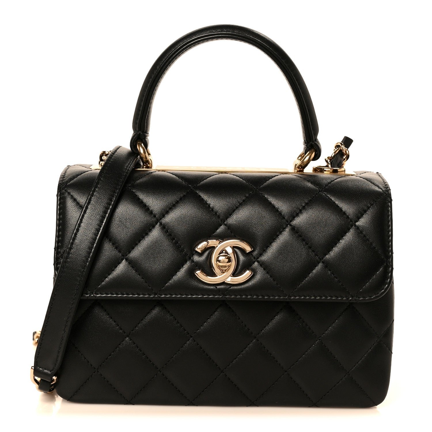 Chanel Lambskin Quilted Mini Trendy CC Dual Handle Flap Bag Black