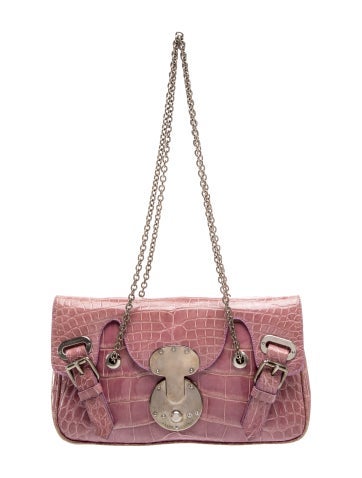 Alligator Runway Flap Shoulder Bag Small Vintage