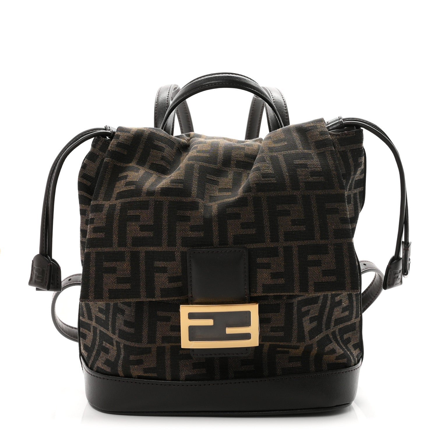 Fendi Vitello Grace Jacquard FF Backpack Brown