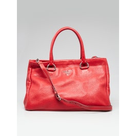 Prada Prada Blue Vitello Daino Leather Convertible Shopping Tote Bag