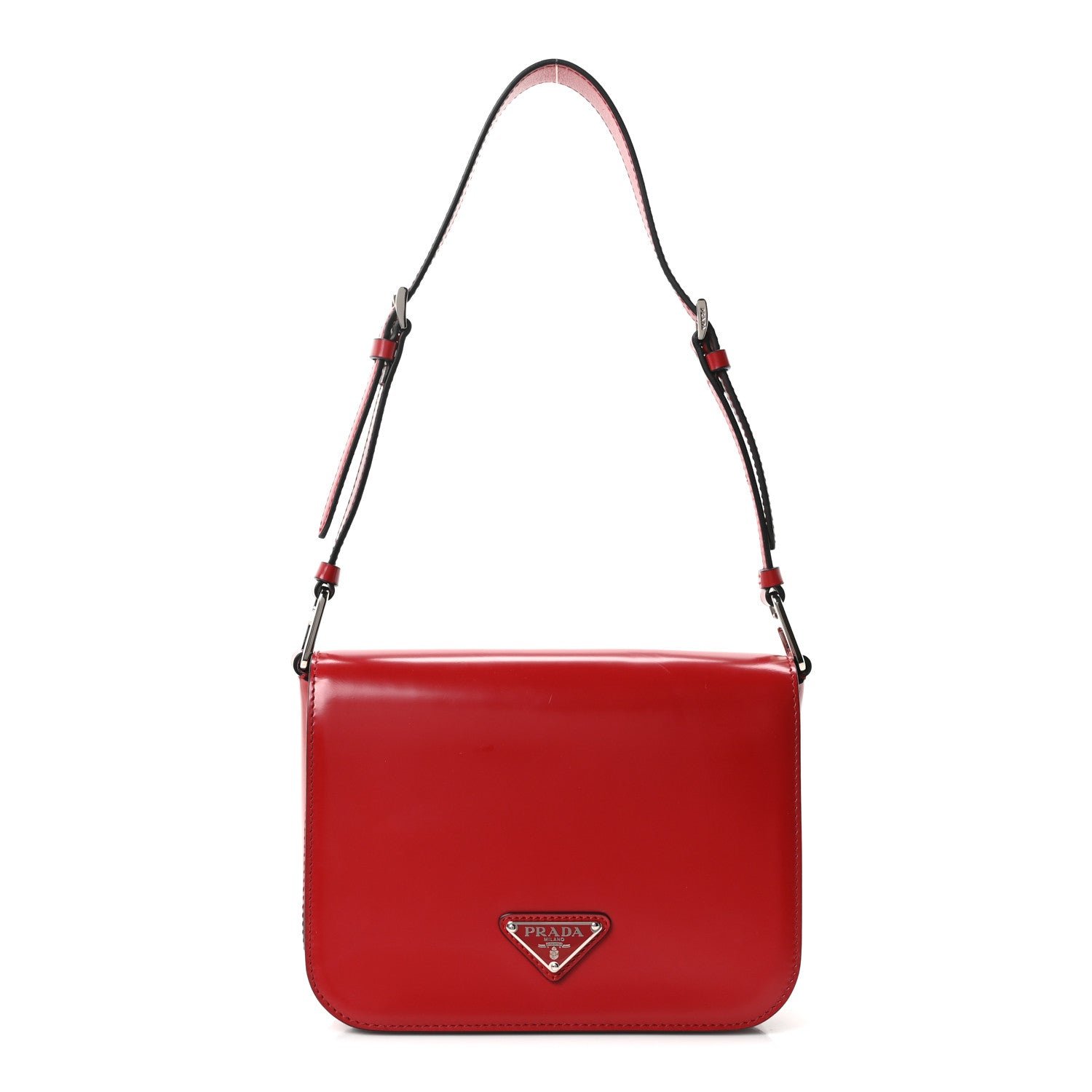 Prada Spazzolato Shoulder Bag Scarlatto