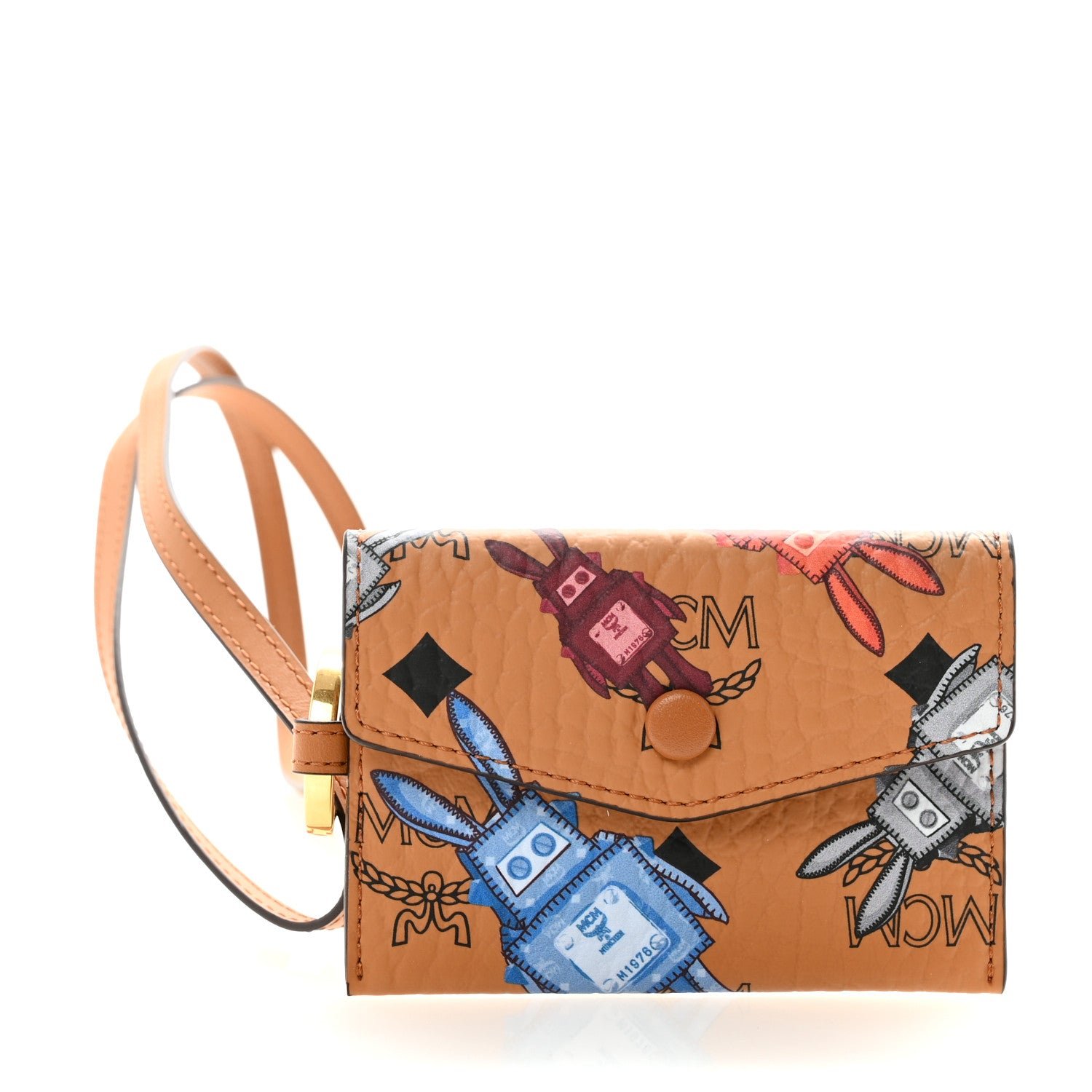 MCM MCM Visetos Rabot Aren Lanyard ID Wallet Cognac