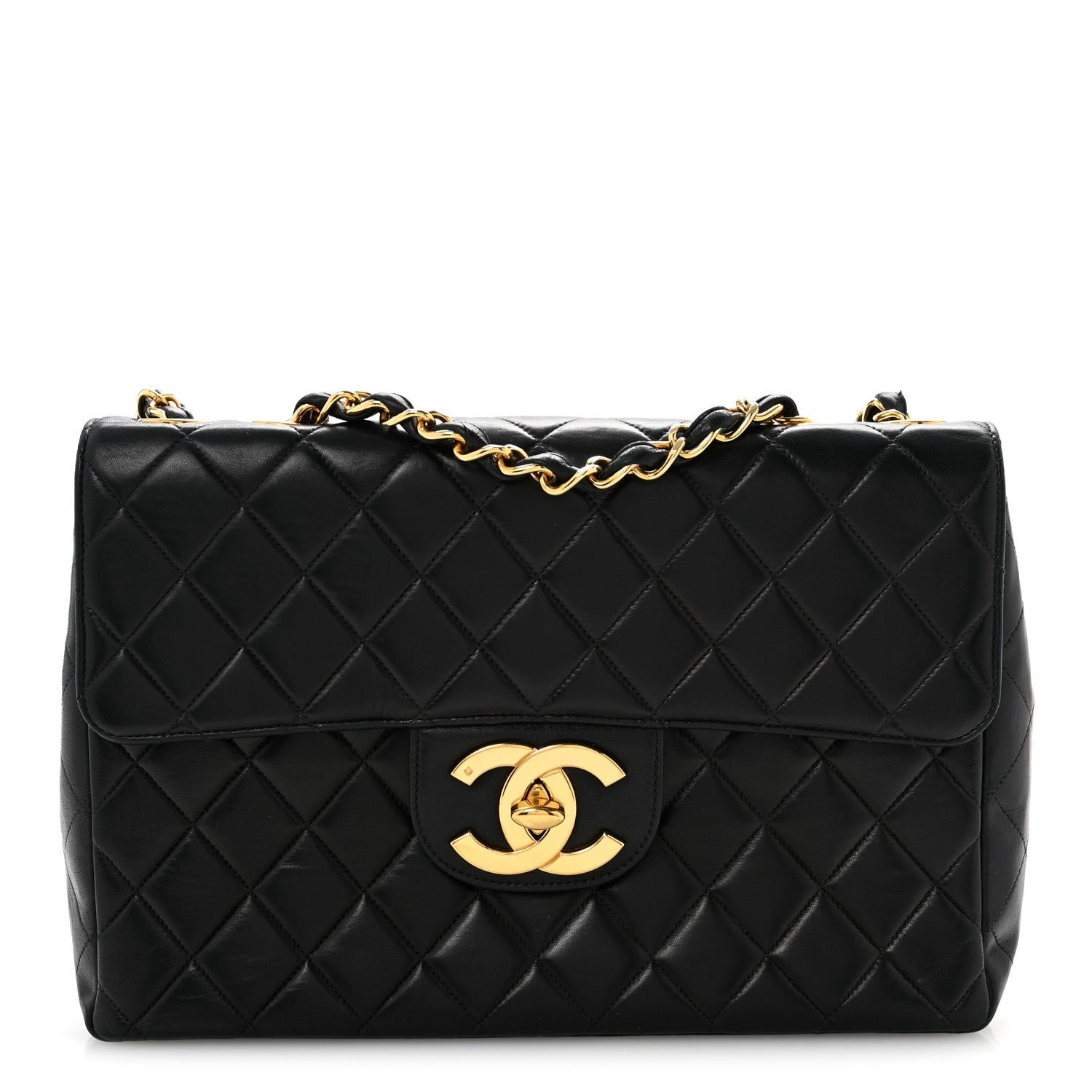 Chanel Lambskin Quilted XL Jumbo Single Flap Black