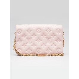 Louis Vuitton Louis Vuitton Rose Monogram Embossed Lambskin Leather Pochette Coussin Bag