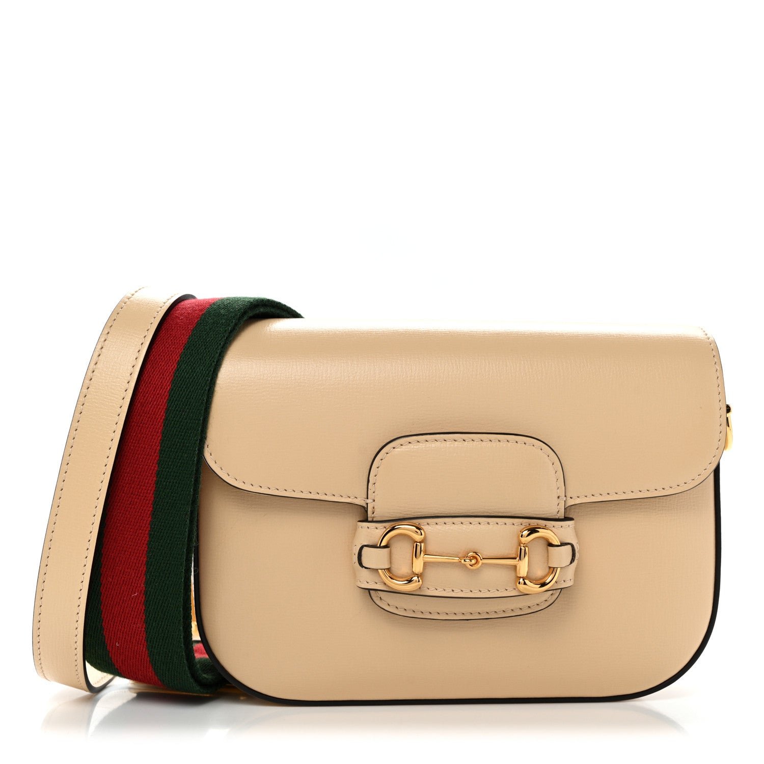 Gucci Azalea Calfskin Web Mini Horsebit 1955 Shoulder Bag Bubble Tea