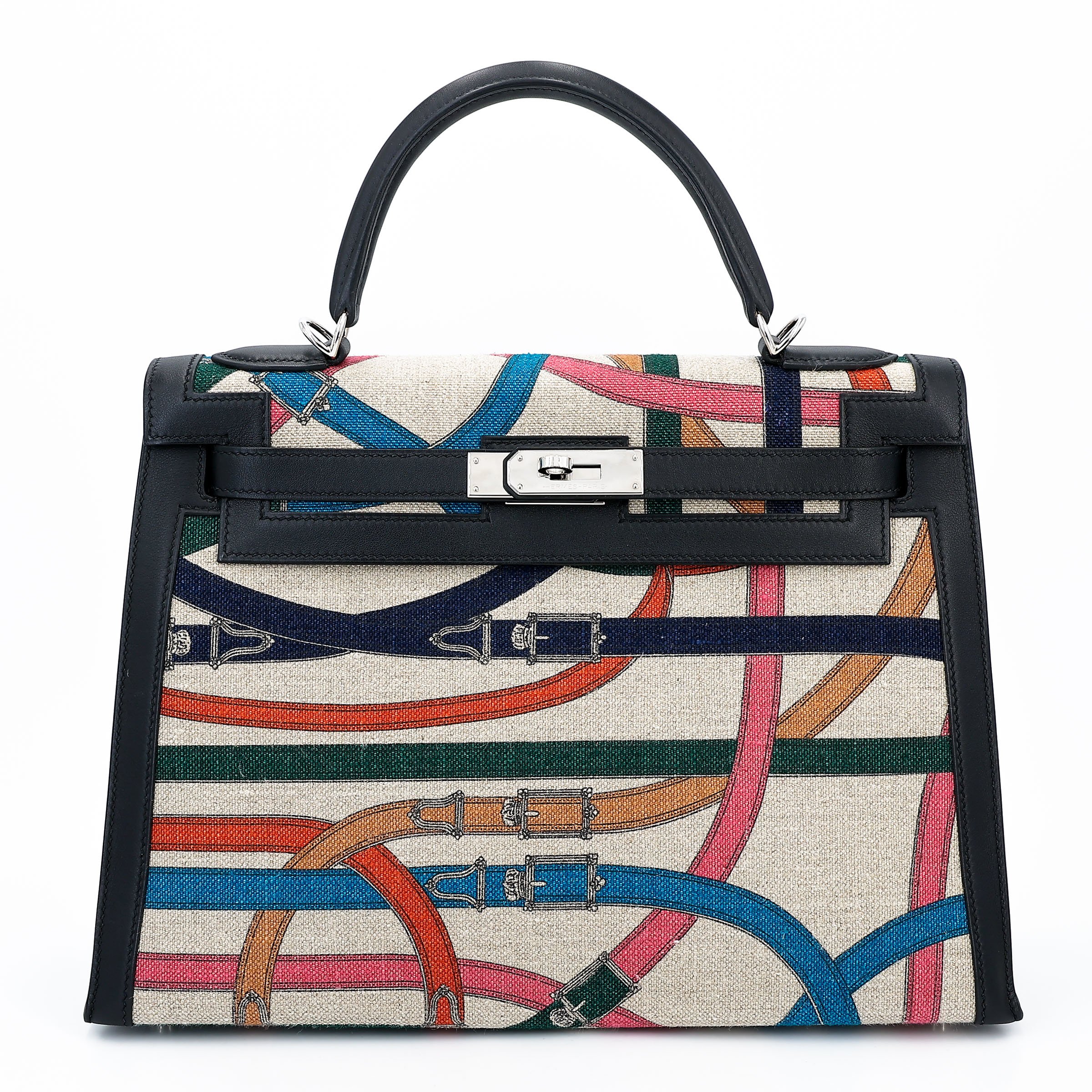 Hermes Very Good ( Rank A) HERMÈS Limited Edition Kelly 32 Cavalcadour Toile de Camp  Black (89) Toile Camp canvas Swift Palladium hardware A (2017)
