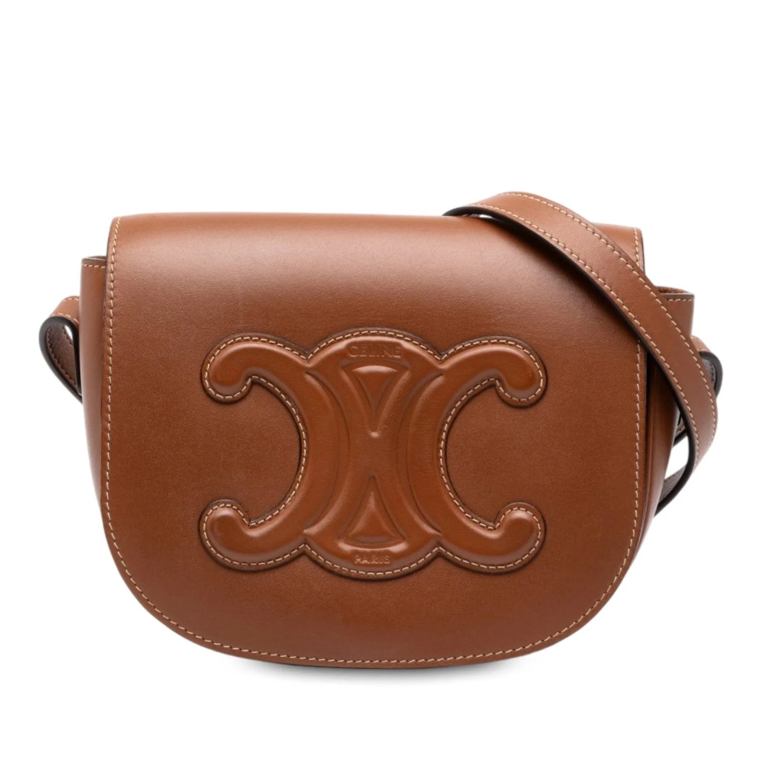 Medium Calfskin Cuir Triomphe Folco Crossbody