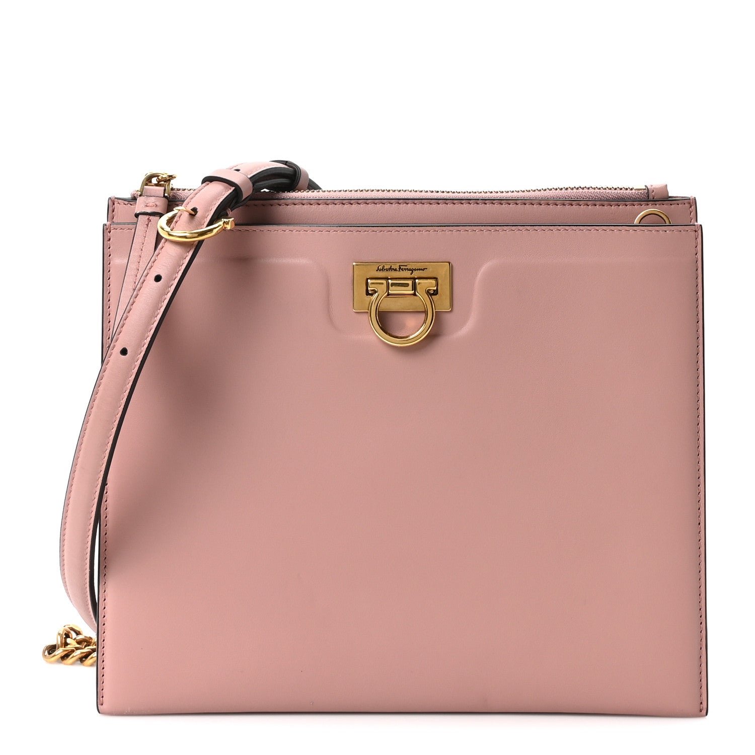Salvatore Ferragamo Salvatore Ferragamo Calfskin Trifolio Crossbody Bag Antique Rose