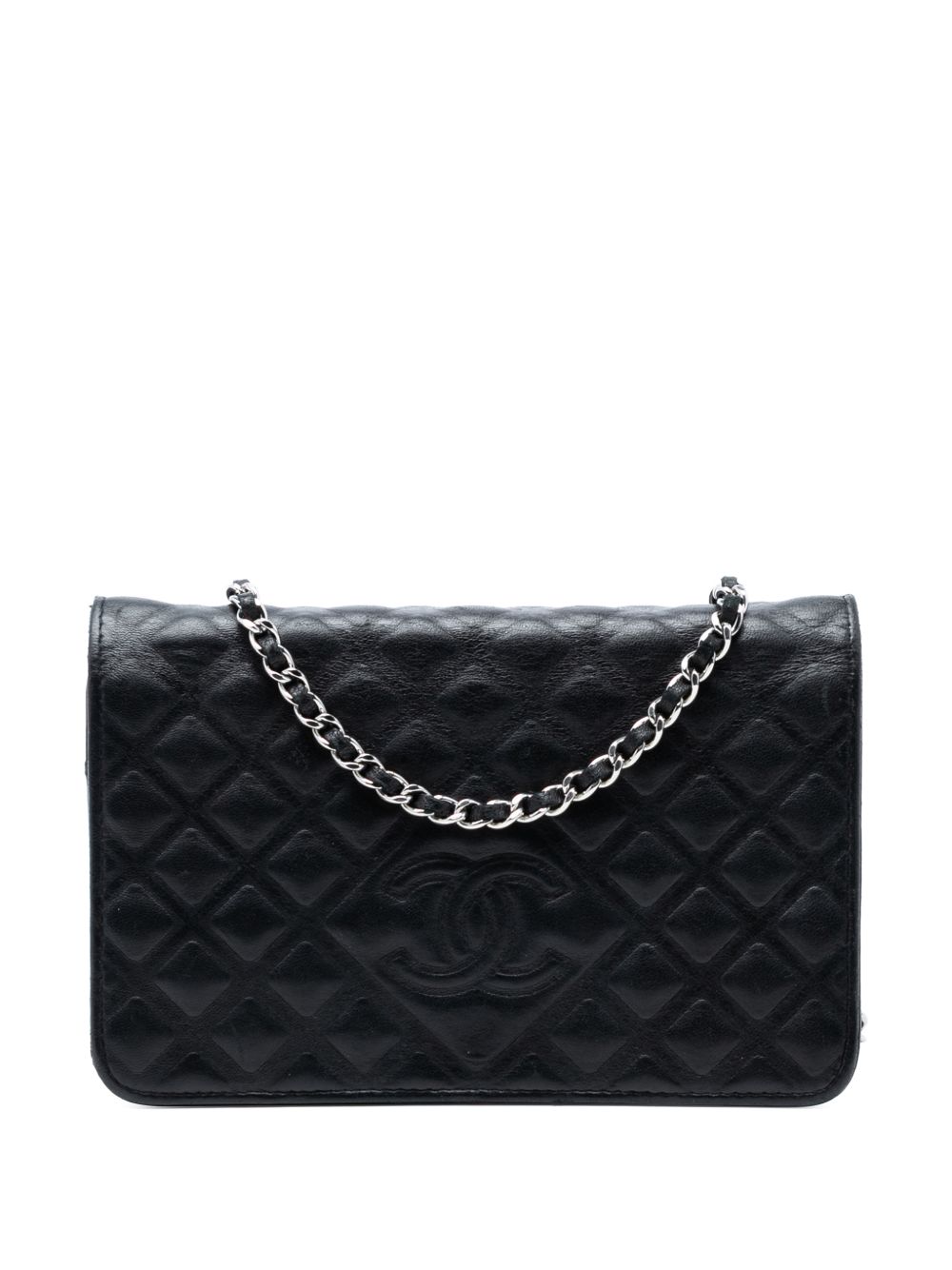 2018 CC Embossed Lambskin Diamond Wallet On Chain crossbody bag