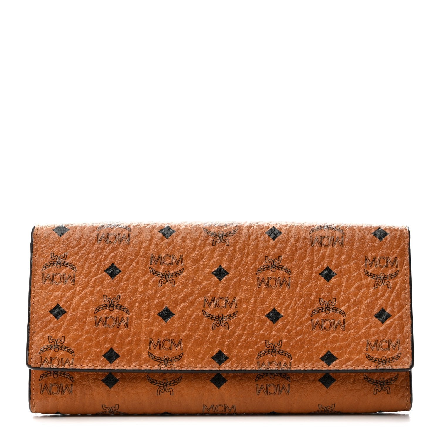 MCM Visetos Continental Flap Wallet Cognac Red