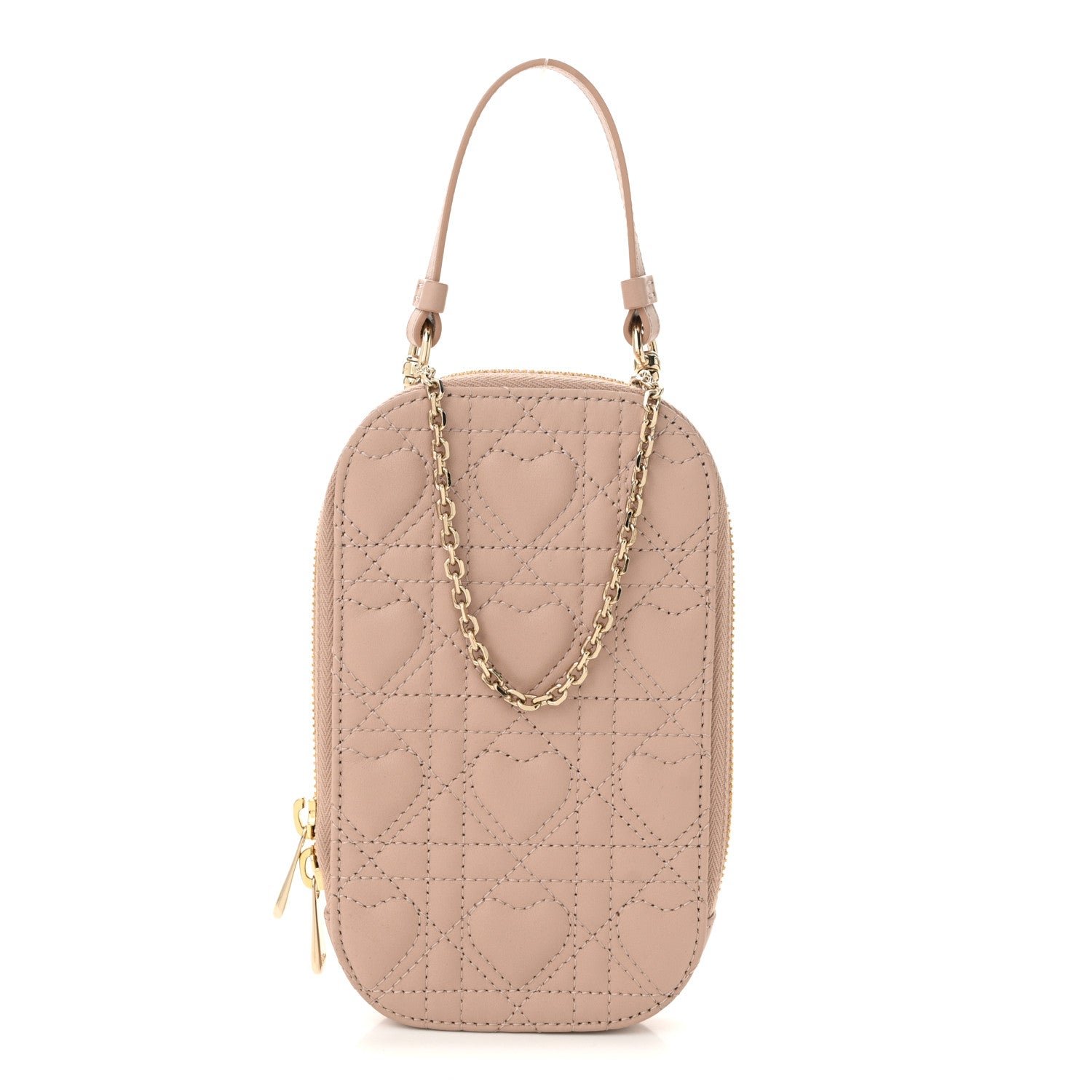 Dior Lambskin Cannage Dioramour Lady Dior Phone Holder Light Pink