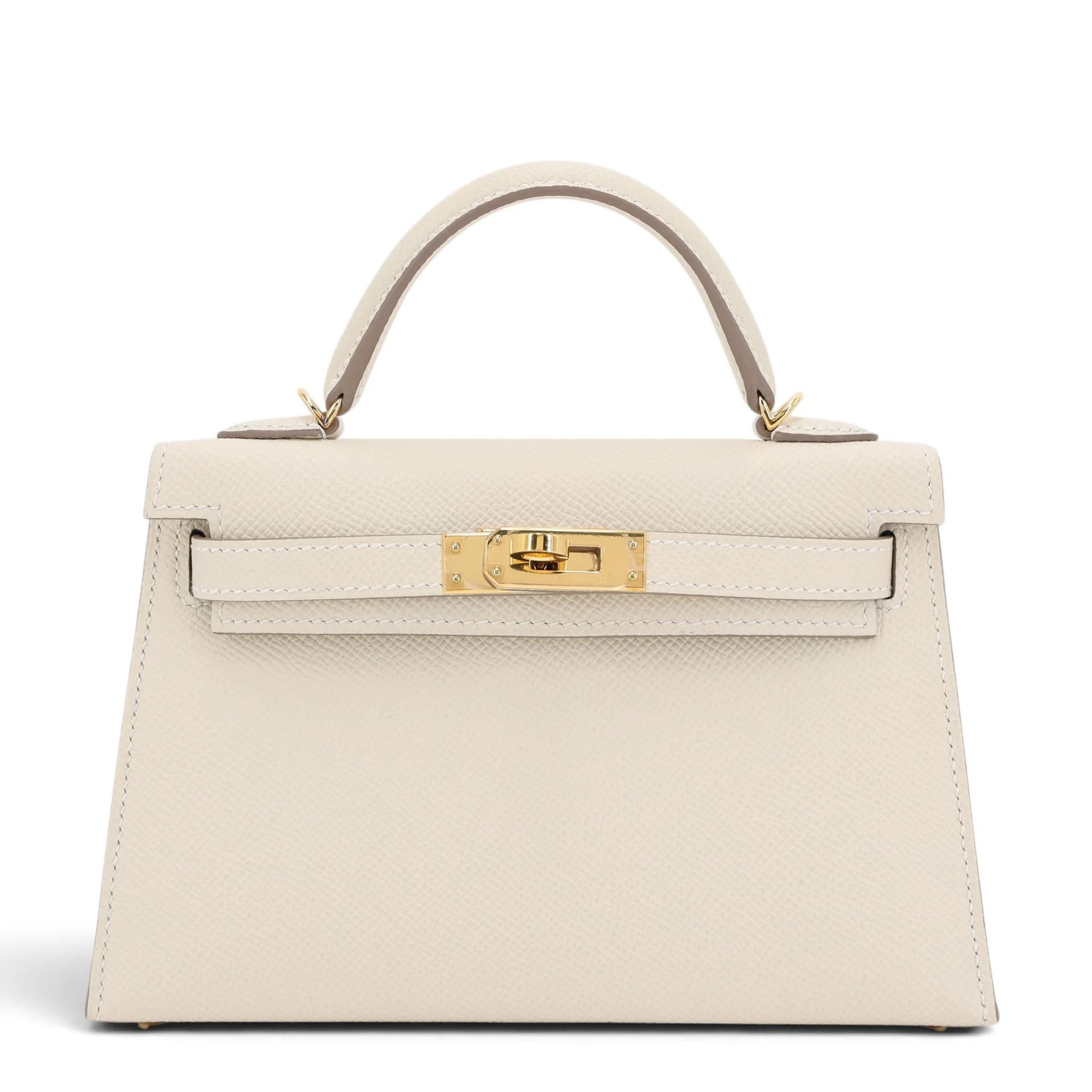 Excellent ( Rank SA ) HERMÈS Mini Kelly II Craie (10) Epsom Gold hardware U (2022)