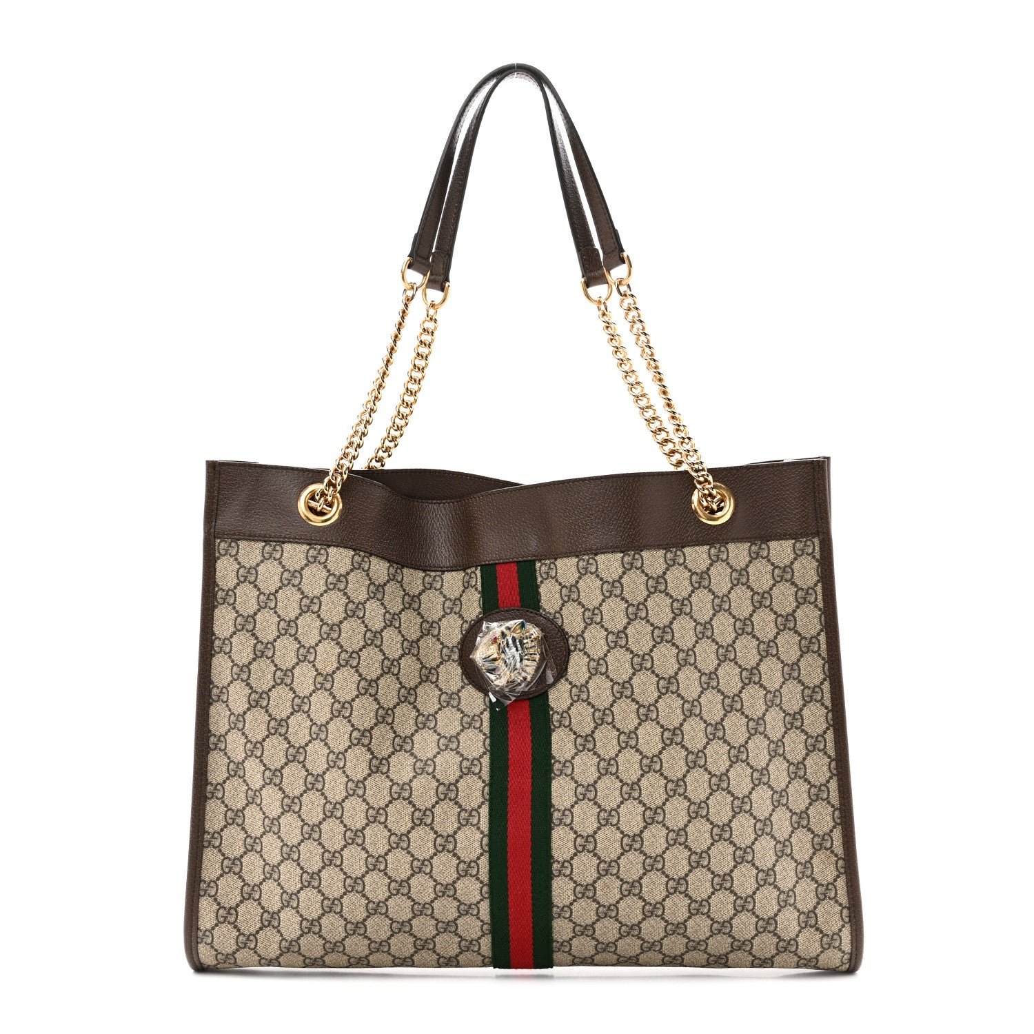 Gucci GG Supreme Monogram Large Rajah Chain Tote Beige New Acero